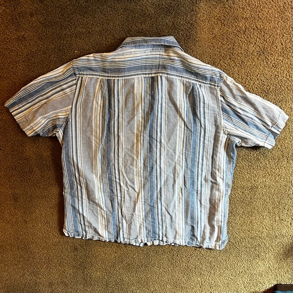 Tasso Elba Island Striped Shirt Linen Cotton Size XL Short Sleeve - Picture 3 of 4
